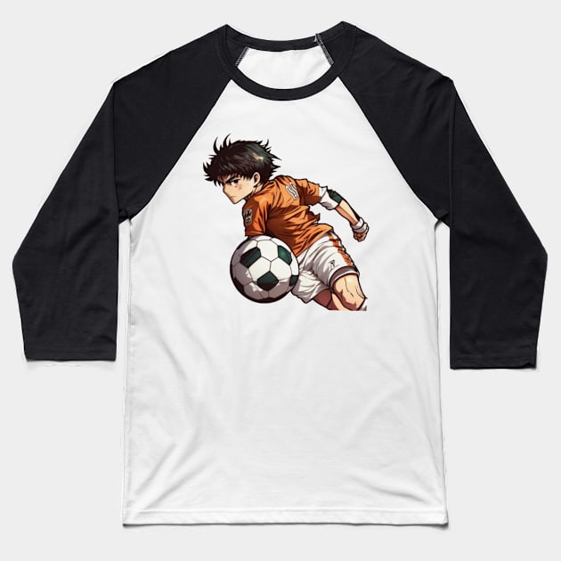 Anime Soccer Player Baseball T-Shirt by Evergreen Market